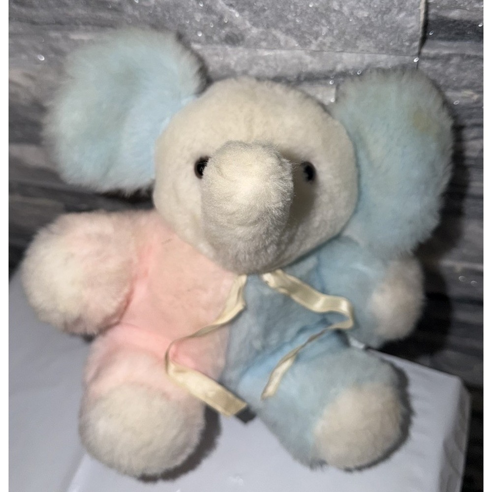 Vintage Pastel Bantam Musical ELEPHANT Plush Wind-up Music